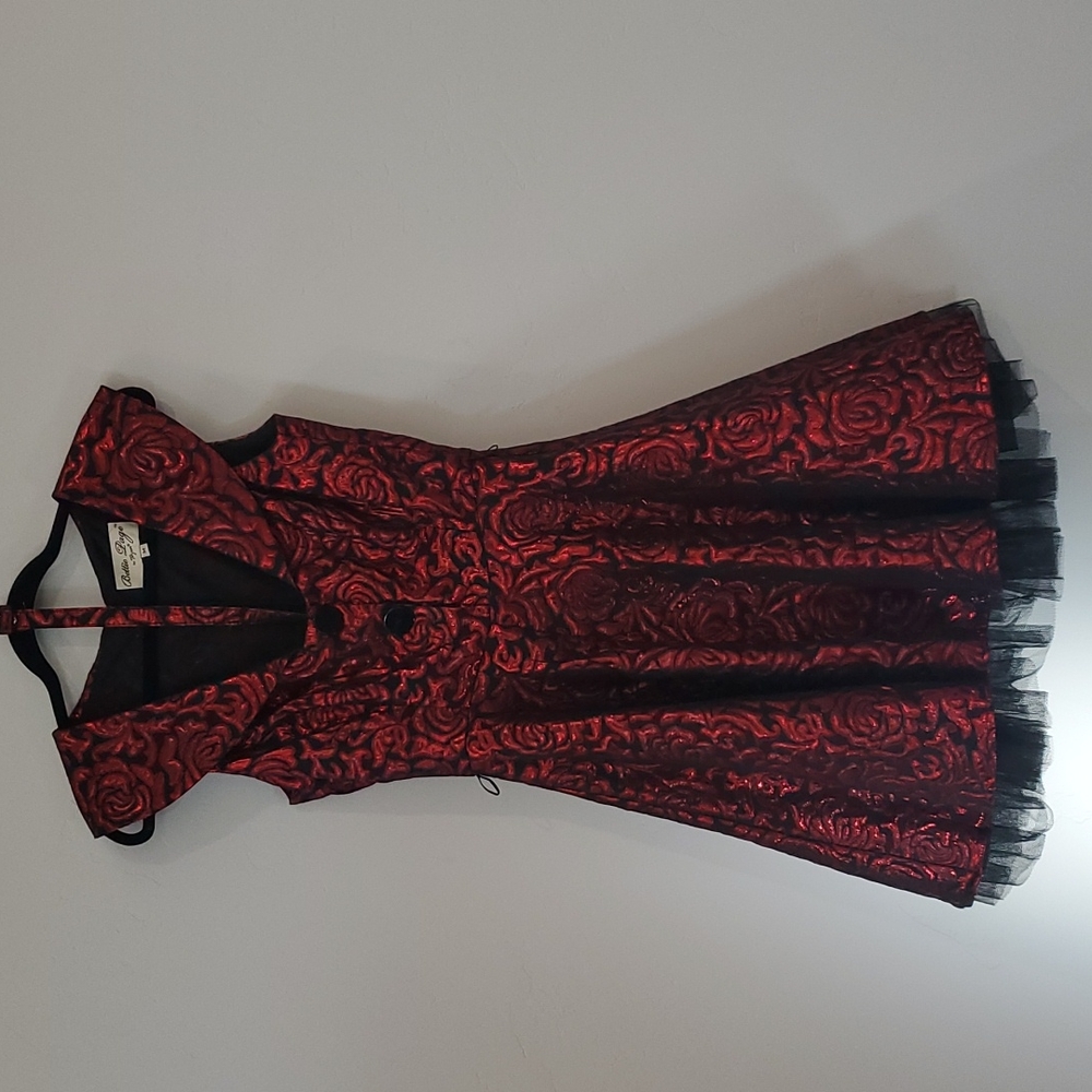Tatyana red and black brocade dress medium